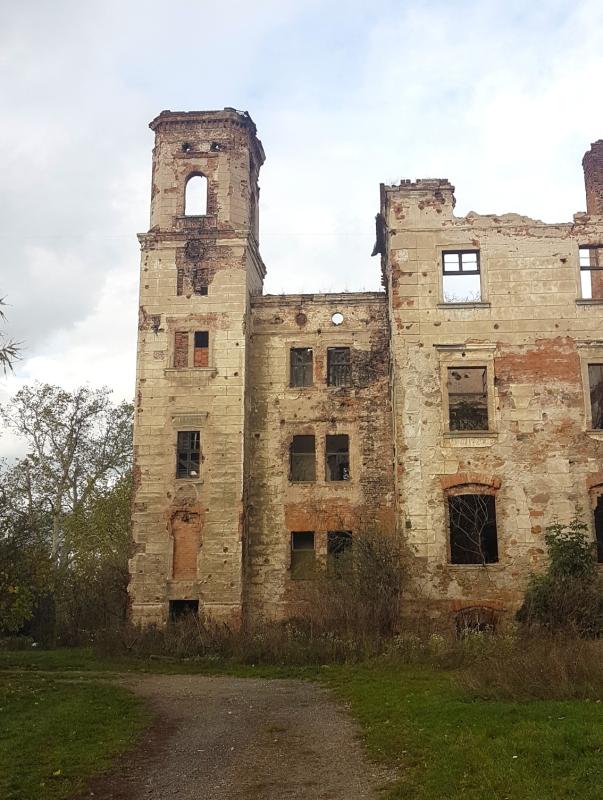 Pałac w Maniowie Małym - ruina w 2019