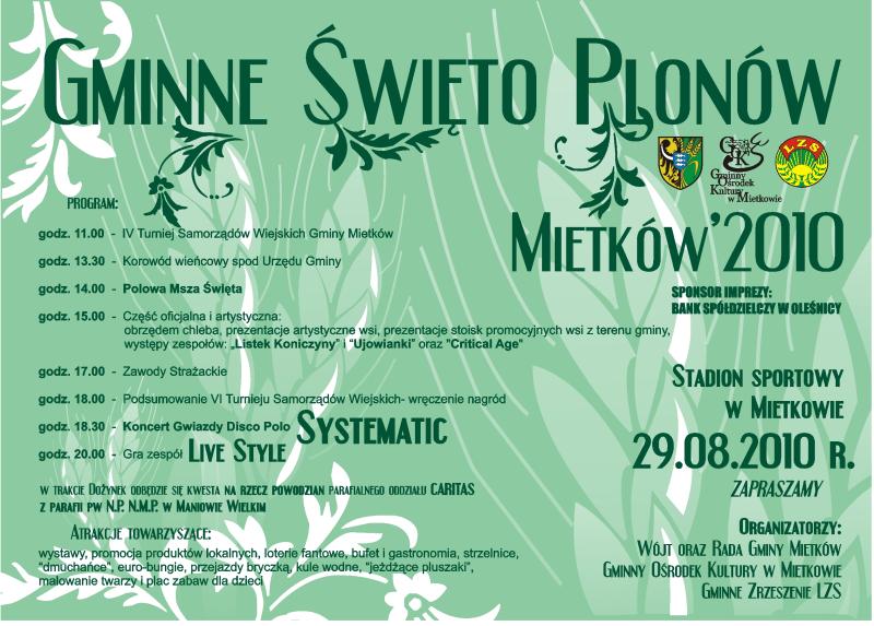 Dożynki gminne w Mietkowie 2010